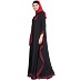 Kaftan style bow abaya- Black-Maroon
